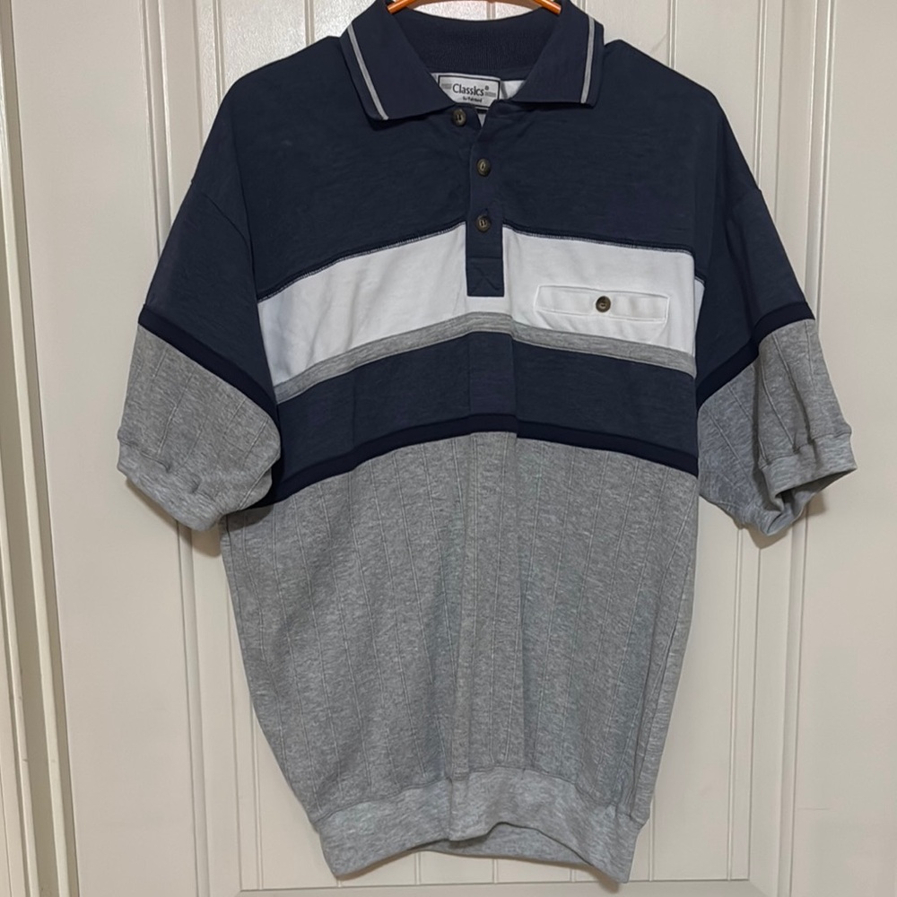 Vintage Blue and Gray Polo Shirt